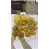 Image 2 : VINTAGE AMBER GLASS THUMBPRINT PUNCHBOWL, 12 THUMBPRINT GLASSES & A PLASTIC LADLE