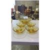 Image 1 : VINTAGE AMBER GLASS SERVING BOWL WITH 4 INDIVIDUAL BOWLS
