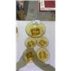 Image 2 : VINTAGE AMBER GLASS SERVING BOWL WITH 4 INDIVIDUAL BOWLS