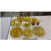 Image 2 : VINTAGE AMBER GLASS VASES, SERVING DISHES, PEDESTAL DESSERT TRAY & MORE