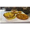 Image 1 : VINTAGE AMBER GLASS DEVILED EGG TRAY, SERVING BOWL, RELISH DISH, GLASS CENTERPIECE BOWL & SMALL BOWL