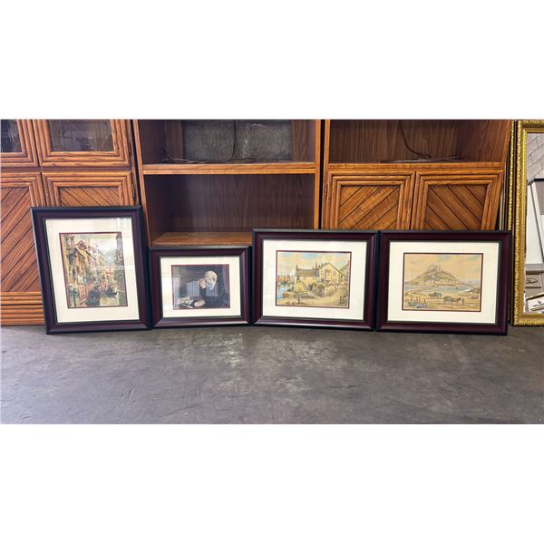 SHELF OF ASSORTED FRAMED ARTWORK