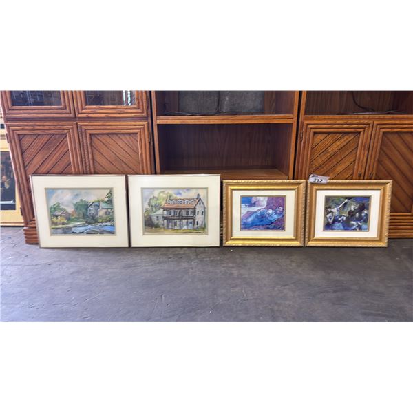 SHELF OF ASSORTED FRAMED ARTWORK