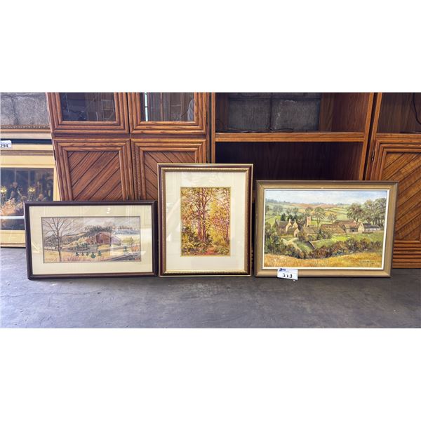 SHELF OF ASSORTED FRAMED ARTWORK