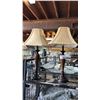 Image 1 : VINTAGE PAIR OF RIBBED CERAMIC TABLE LAMPS WITH SHADES