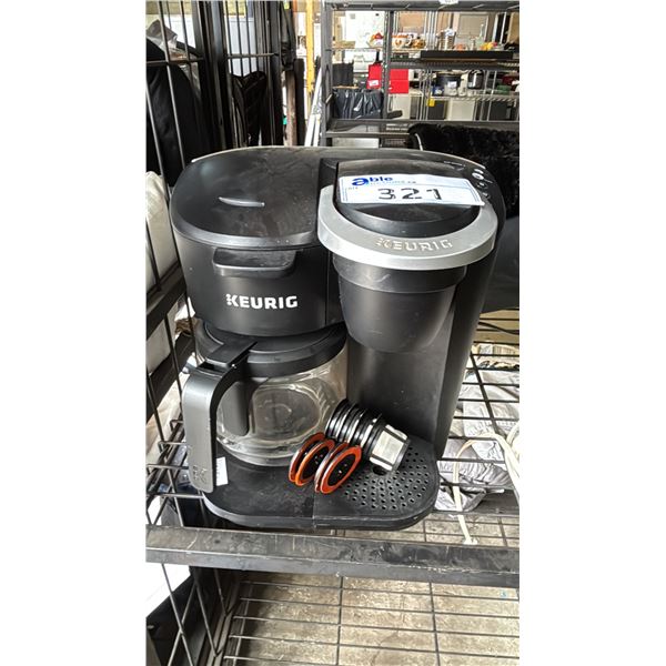 KEURIG K-DUO COFFEE MAKER WITH 4 REUSABLE K-CUP COFFEE FILTERSW