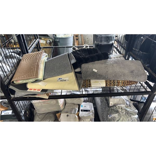 SHELF OF ASSORTED AREA CARPETS & FLOOR MATS