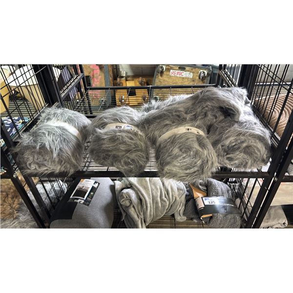 SHELF OF 50" X 60" GIFTCRAFT GREY PLUSH THROW BLANKETS