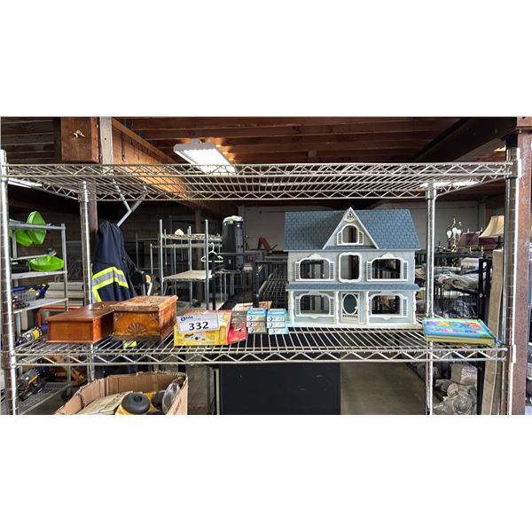 DOLL HOUSE, HAND-HELD SEWING MACHINE, ONWARD DOOR HINGES, WOOD TRINKET BOXES & CHILDREN'S BOOK