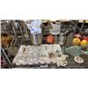 Image 2 : SHELF OF GLASS BOWLS, ICE BUCKET, WINE STOPPERS, FAUX FRUIT, SMALL SALT & PEPPER SHAKERS & MORE