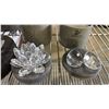 Image 4 : (3) SWARVOSKI CRYSTAL WATERLILY CANDLE HOLDERS & (2) SWAROVSKI CRYSTAL DROPS *PETAL OF LARGE CANDLE