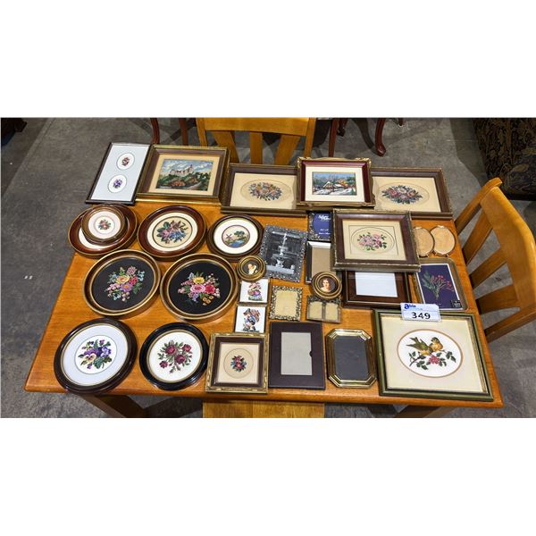 COLLECTION OF ASSORTED FRAMED NEEDLEPOINT & EMPTY FRAMES