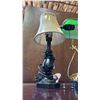 Image 2 : BANKERS LAMPS WITH GREEN GLASS SHADE AND SMALL TABLE LAMP WITH SHADE