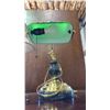 Image 3 : BANKERS LAMPS WITH GREEN GLASS SHADE AND SMALL TABLE LAMP WITH SHADE