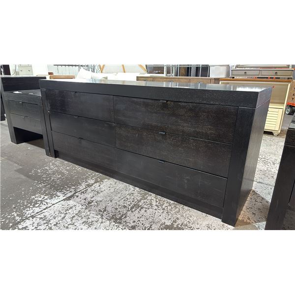6-DRAWER DARK WOOD DRESSER