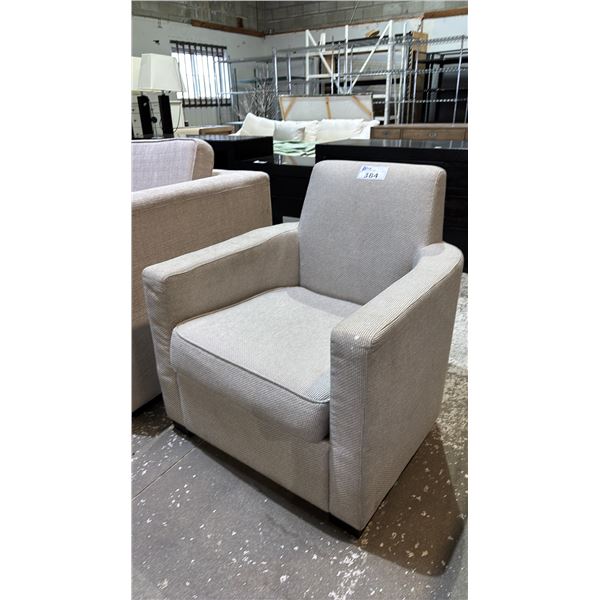 GREY UPHOLSTERED ARM CHAIR *NEEDS CLEANING*