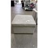 Image 2 : GREY UPHOLSTERED OTTOMAN *NEEDS CLEANING*