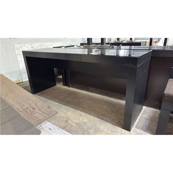 DARK WOOD 6' WIDE DESK WITH 1 DRAWER & REMOVABLE GLASS TOP