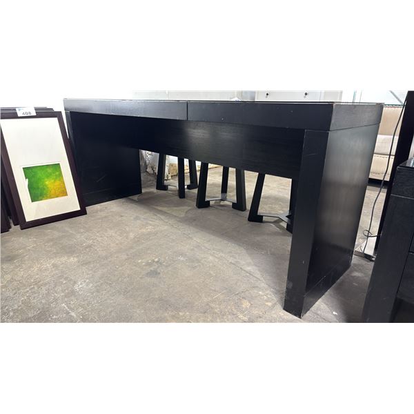 DARK WOOD 6' WIDE DESK WITH 1 DRAWER & REMOVABLE GLASS TOP