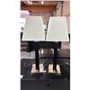 Image 1 : PAIR OF CONTEMPORARY TABLE LAMPS WITH SHADES & POWER OUTLETS IN THE BASE