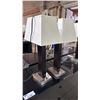 Image 3 : PAIR OF CONTEMPORARY TABLE LAMPS WITH SHADES & POWER OUTLETS IN THE BASE