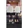 Image 1 : PAIR OF CONTEMPORARY TABLE LAMPS WITH SHADES & POWER OUTLETS IN THE BASE