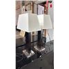 Image 3 : PAIR OF CONTEMPORARY TABLE LAMPS WITH SHADES & POWER OUTLETS IN THE BASE