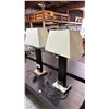Image 3 : PAIR OF CONTEMPORARY TABLE LAMPS WITH SHADES & POWER OUTLETS IN THE BASE