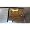 Image 2 : HANDLED WOOD TRAY WITH MIRRORED BASE: 18.75"W X 16.75"D X 2.5"T