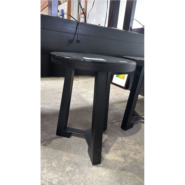 DARK WOOD ROUND 18" DIAMETER SIDE TABLES WITH REMOVAL GLASS TOPS