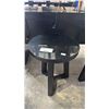Image 2 : DARK WOOD ROUND 18" DIAMETER SIDE TABLES WITH REMOVAL GLASS TOPS