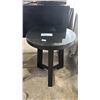 Image 2 : DARK WOOD ROUND 18" DIAMETER SIDE TABLES WITH REMOVAL GLASS TOPS