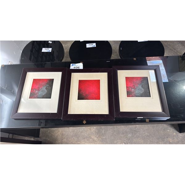 (3) FRAMED  & MATTED ABSTRACT PRINTS: 16" X 14"