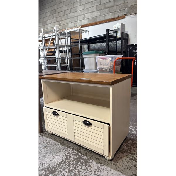 GREY PAINTED TABLE TOP MIRROR & SHUTTERED LATERAL FILE CABINET