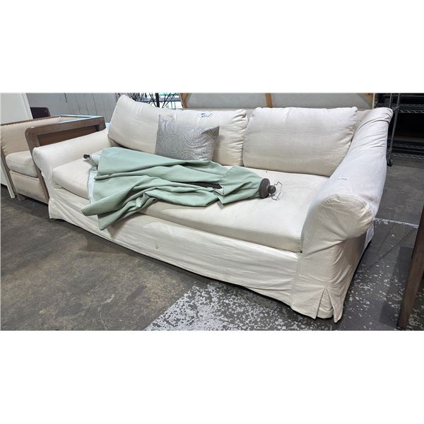 SOFA WITH REMOVEABLE VELCRO COVER & MINT GREEN PATIO UMBRELLA