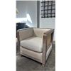 Image 1 : WOOD FRAMED ARM CHAIR WITH NAIL HEAD DETAIL
