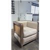 Image 3 : WOOD FRAMED ARM CHAIR WITH NAIL HEAD DETAIL