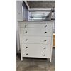 Image 2 : 5-DRAWER WHITE PAINTED WOOD TALLBOY DRESSER