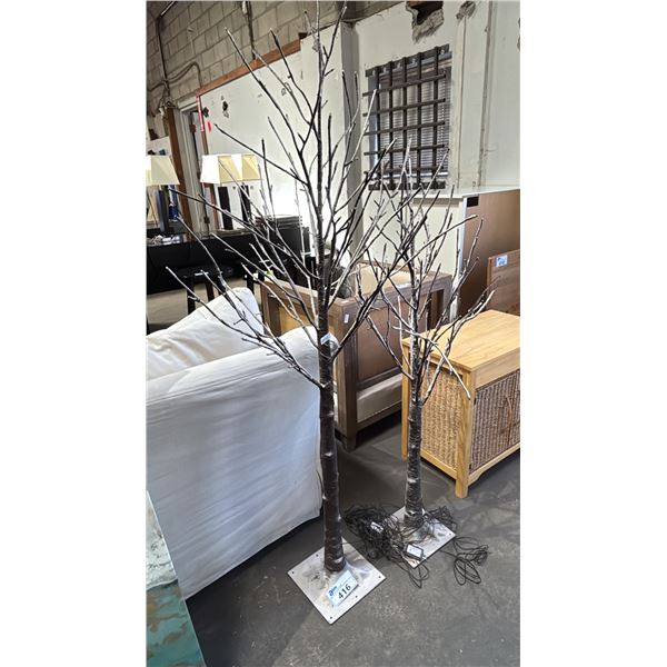 (2) PRE-LIT FLOCKED ARTIFICIAL BIRCH TREES