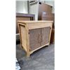 Image 1 : 2 DOOR WOOD STORAGE CABINET WITH WOVEN RATTAN INSERTS