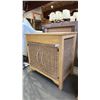 Image 3 : 2 DOOR WOOD STORAGE CABINET WITH WOVEN RATTAN INSERTS