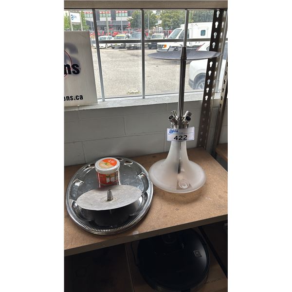 STEAMULATION ULTIMATE HOOKAH W/ FROSTED GLASS BASE, METAL SERVING TRAY, CHARCOAL TRAY & MAZAYA