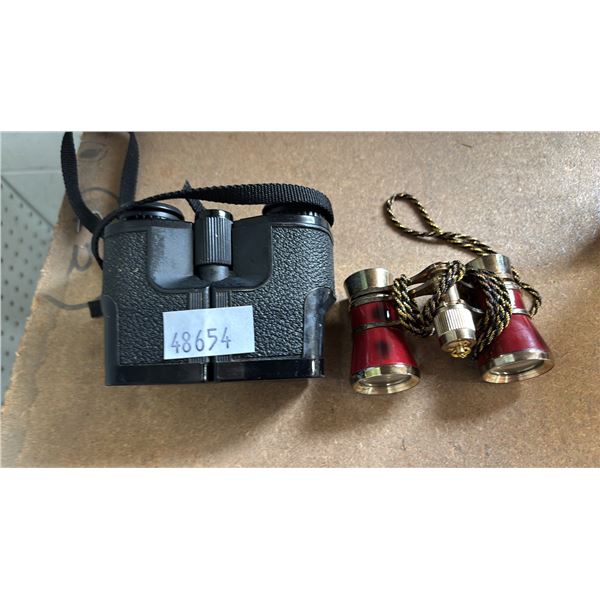 RED & GOLD 3X25 OPERA GLASSES W/CHAIN & TASCO 7X25 BINOCULARS WITH STRAP