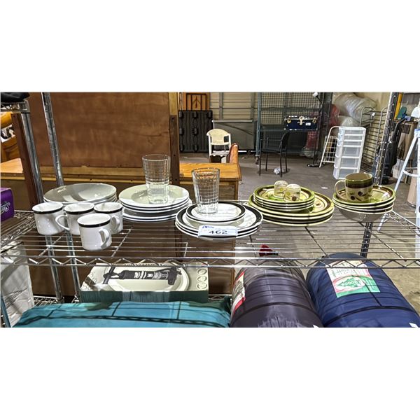 SHELF OF ASSORTED DINNERWARE
