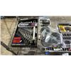 Image 2 : SHELF OF ASSORTED ITEMS INCLUDING; STANLEY FLASHLIGHT SET, STANLEY PROFESSIONAL GRADE 19PC SOCKET