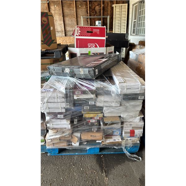 PALLET OF ASSORTED FLOORING & ARTIKA SONOLOK SOUND ABSORBING SLAT WALL PANEL KIT
