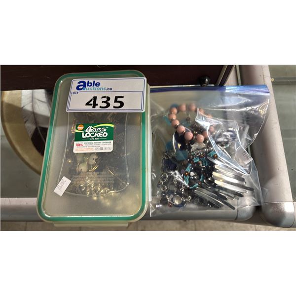 1 BAG & 1 BOX OF ASSORTED FASHION JEWELRY