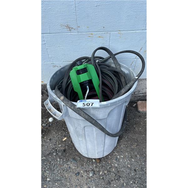 WASTE BIN OF GARDEN HOSES & SPRINKLER