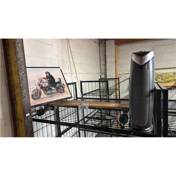 ARBOR SKATEBOARD, FRAMED PRINT OF A CHIMPANZEE ON A MOTORCYCLE & GERM GUARDIAN AIR FILTER