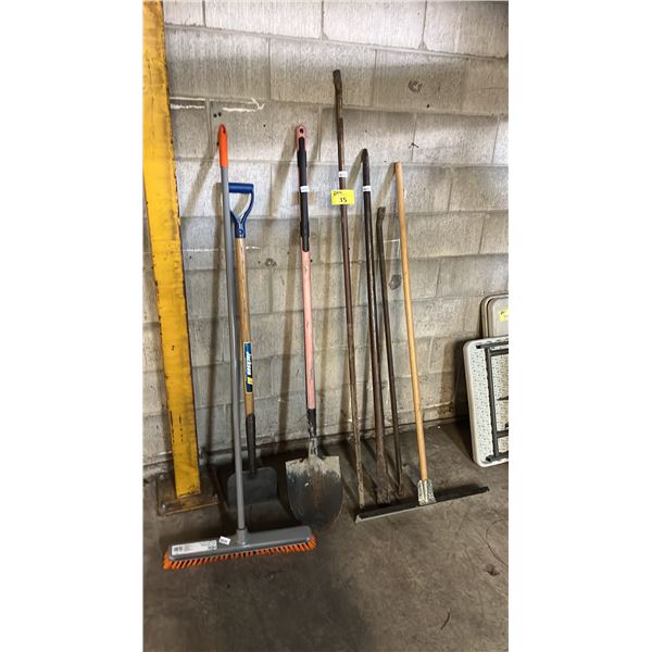 BROOM, SHOVEL, LARGE PRY BARS & MORE